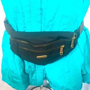 Black Fashion Waist Bag With Multiple Zipper Pockets By Jingpin Creations
